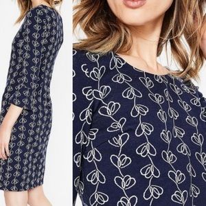 BODEN dress 8 L NEWLYN Navy blue white New uk12 L EXCELLENT ponte cotton blend